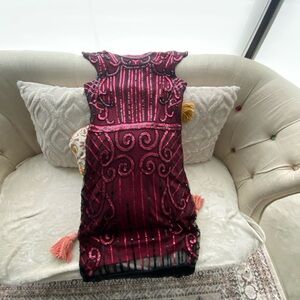 Elegant Burgundy Sequin Dress